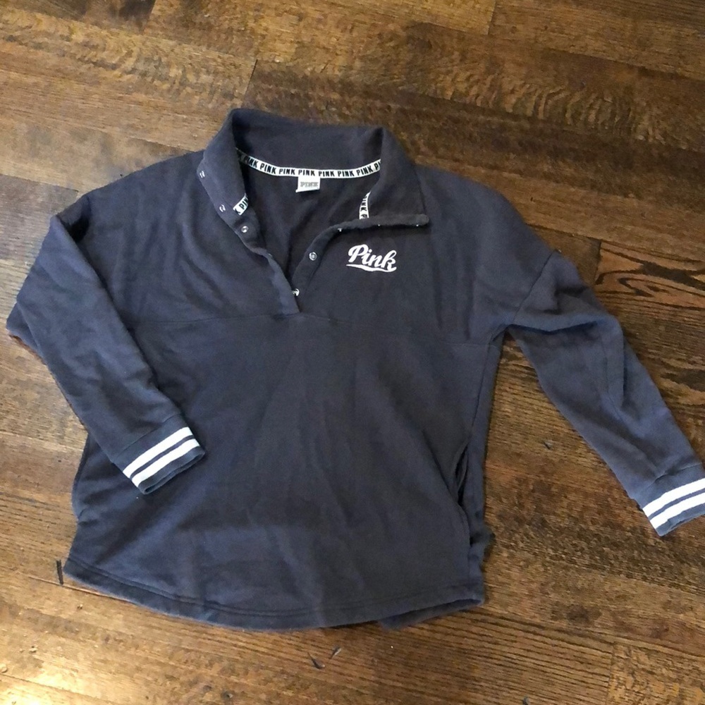 VS PINK gray pullover sweatshirt with snaps